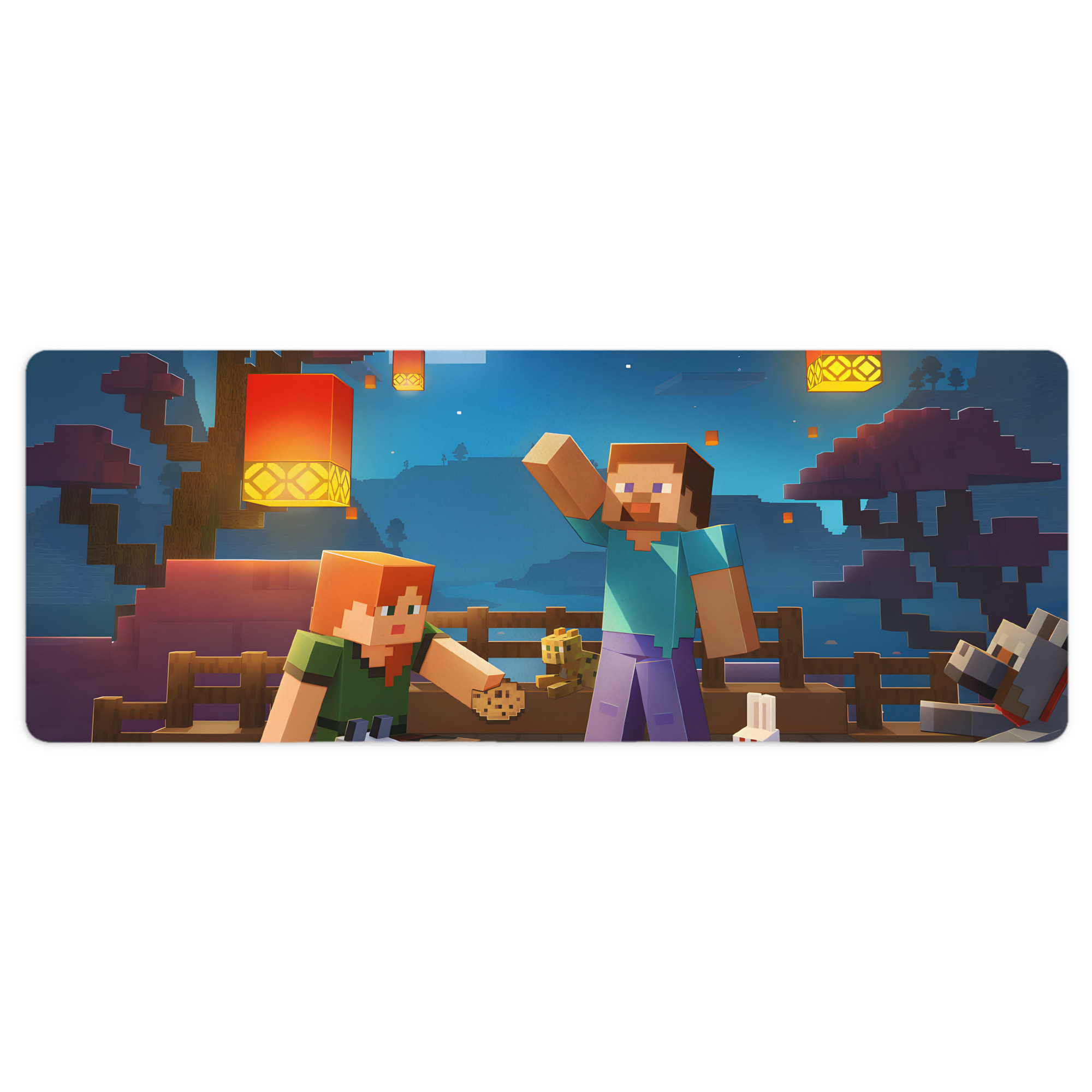 （画像用） マインクラフト ブロックの世界 Minecraft MC Block world ステッチ加工 大判デスクマット／滑り止めマウスパッド