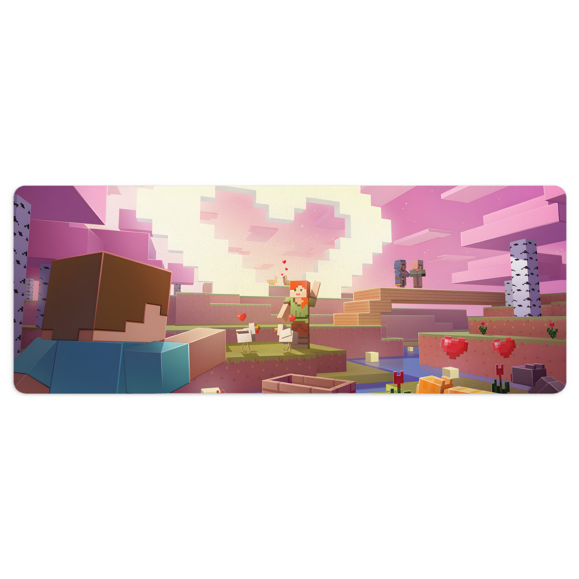 （画像用） マインクラフト ブロックの世界 Minecraft MC Block world ステッチ加工 大判デスクマット／滑り止めマウスパッド