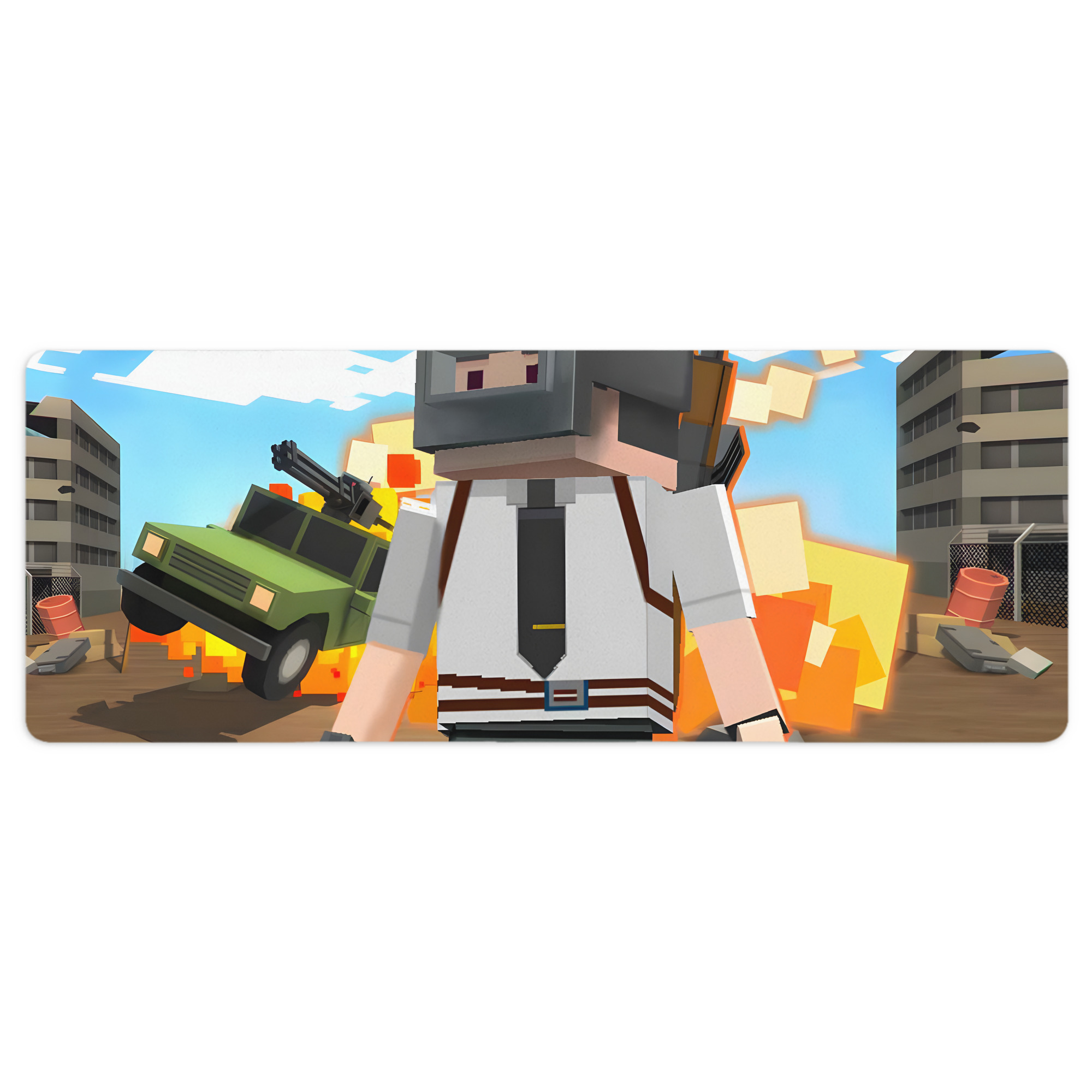 （画像用） マインクラフト ブロックの世界 Minecraft MC Block world ステッチ加工 大判デスクマット／滑り止めマウスパッド