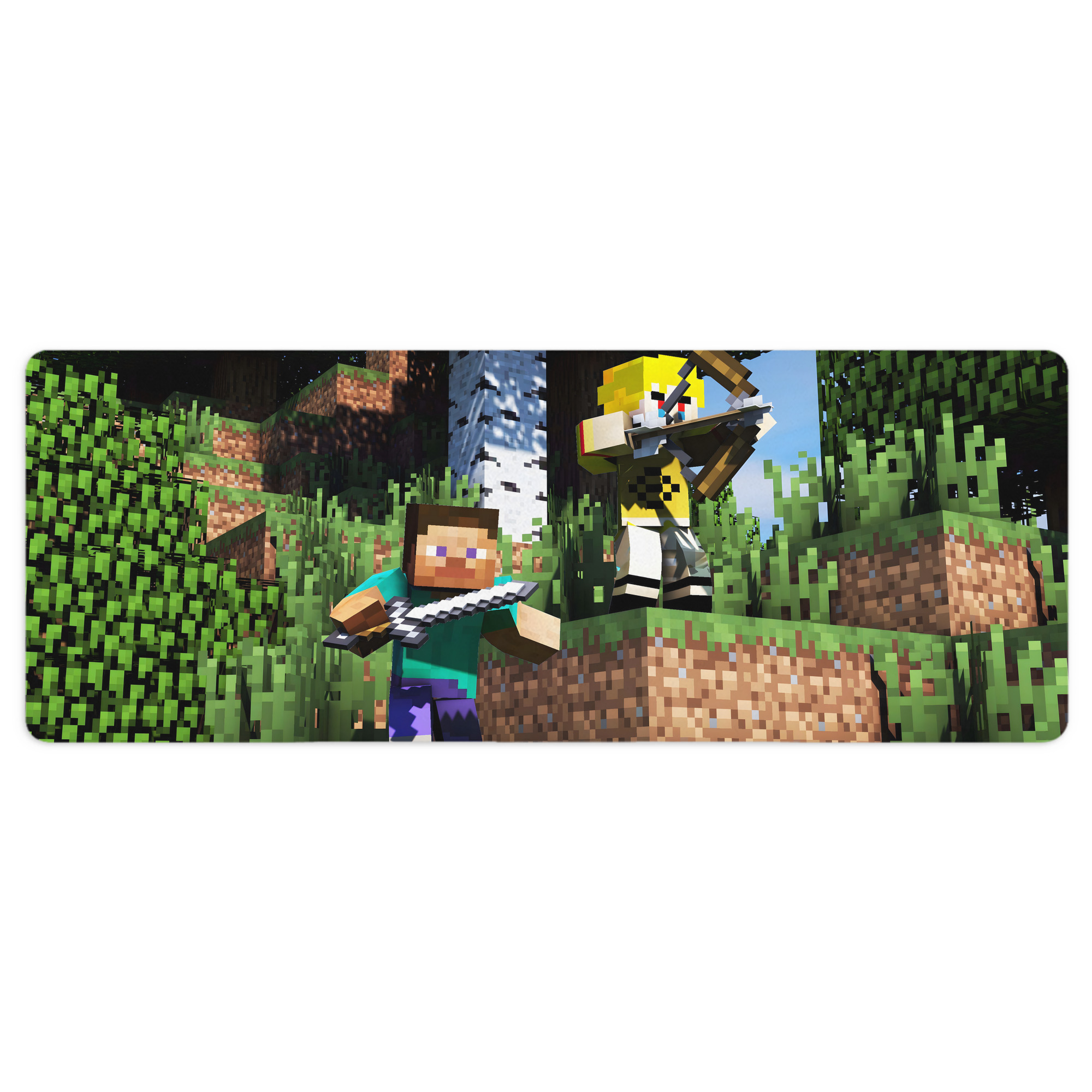 （画像用） マインクラフト ブロックの世界 Minecraft MC Block world ステッチ加工 大判デスクマット／滑り止めマウスパッド