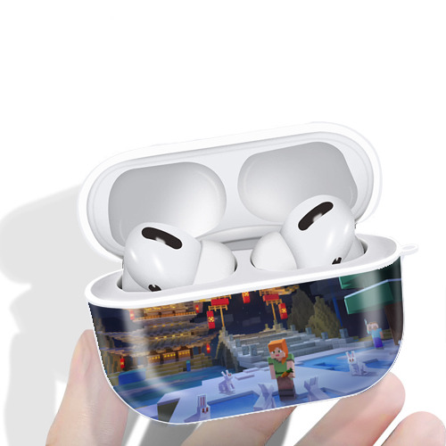 マインクラフト ブロックの世界 Minecraft MC Block world 【AirPods Pro用】ハードシェル保護ケース 耐衝撃・防指紋・カラビナ付き商品仕様