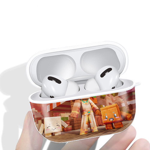 マインクラフト ブロックの世界 Minecraft MC Block world 【AirPods Pro用】ハードシェル保護ケース 耐衝撃・防指紋・カラビナ付き商品仕様