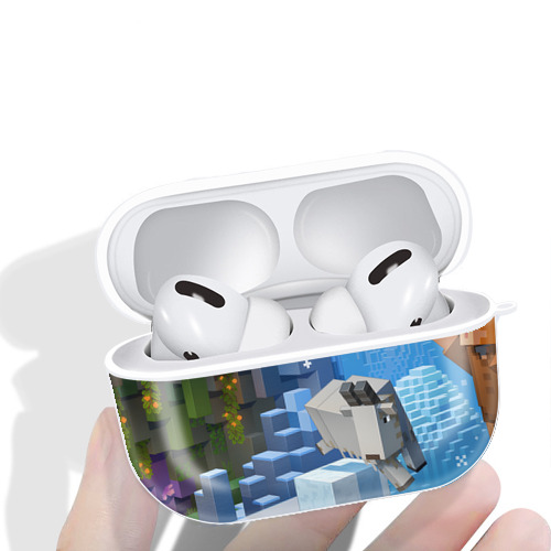 マインクラフト ブロックの世界 Minecraft MC Block world 【AirPods Pro用】ハードシェル保護ケース 耐衝撃・防指紋・カラビナ付き商品仕様