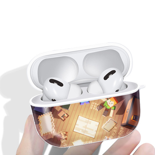 マインクラフト ブロックの世界 Minecraft MC Block world 【AirPods Pro用】ハードシェル保護ケース 耐衝撃・防指紋・カラビナ付き商品仕様