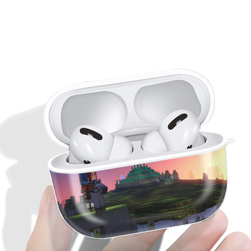 マインクラフト ブロックの世界 Minecraft MC Block world 【AirPods Pro用】ハードシェル保護ケース 耐衝撃・防指紋・カラビナ付き商品仕様