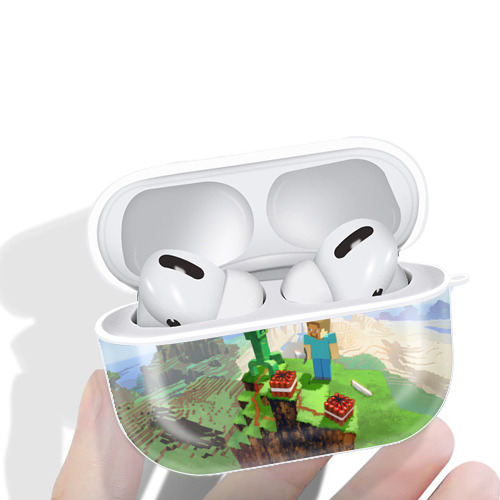 マインクラフト ブロックの世界 Minecraft MC Block world 【AirPods Pro用】ハードシェル保護ケース 耐衝撃・防指紋・カラビナ付き商品仕様