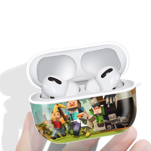 マインクラフト ブロックの世界 Minecraft MC Block world 【AirPods Pro用】ハードシェル保護ケース 耐衝撃・防指紋・カラビナ付き商品仕様