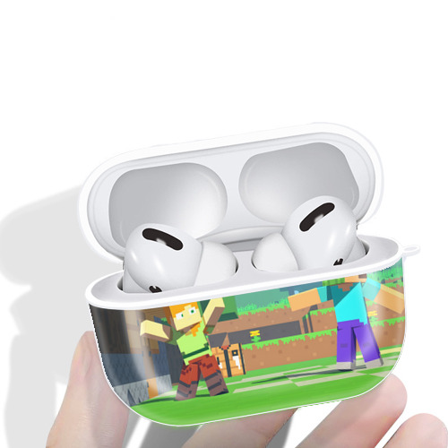 マインクラフト ブロックの世界 Minecraft MC Block world 【AirPods Pro用】ハードシェル保護ケース 耐衝撃・防指紋・カラビナ付き商品仕様