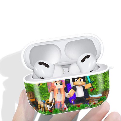 マインクラフト ブロックの世界 Minecraft MC Block world 【AirPods Pro用】ハードシェル保護ケース 耐衝撃・防指紋・カラビナ付き商品仕様