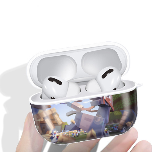 マインクラフト ブロックの世界 Minecraft MC Block world 【AirPods Pro用】ハードシェル保護ケース 耐衝撃・防指紋・カラビナ付き商品仕様