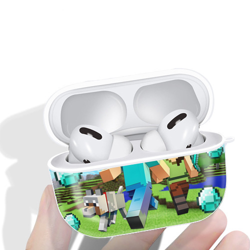 マインクラフト ブロックの世界 Minecraft MC Block world 【AirPods Pro用】ハードシェル保護ケース 耐衝撃・防指紋・カラビナ付き商品仕様