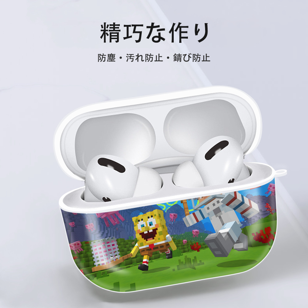 マインクラフト ブロックの世界 Minecraft MC Block world 【AirPods Pro用】ハードシェル保護ケース 耐衝撃・防指紋・カラビナ付き商品仕様