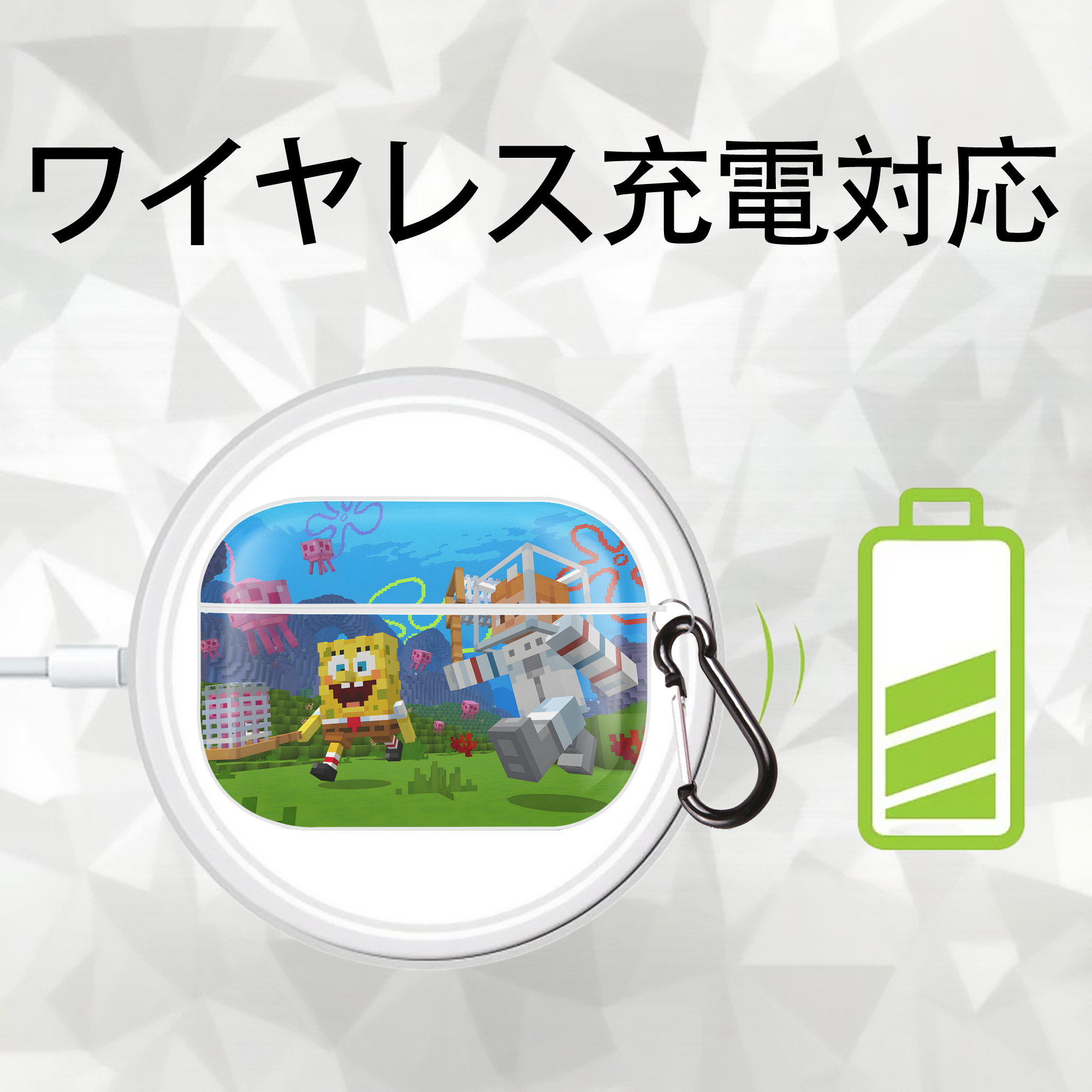 マインクラフト ブロックの世界 Minecraft MC Block world 【AirPods Pro用】ハードシェル保護ケース 耐衝撃・防指紋・カラビナ付き商品仕様