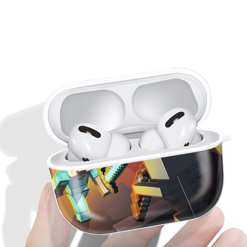 マインクラフト ブロックの世界 Minecraft MC Block world 【AirPods Pro用】ハードシェル保護ケース 耐衝撃・防指紋・カラビナ付き商品仕様