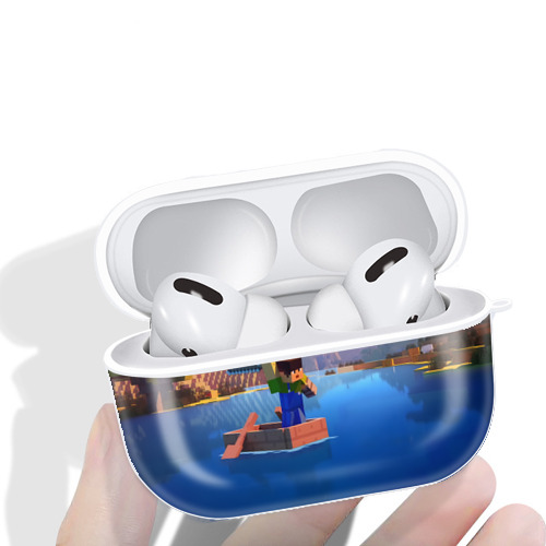 マインクラフト ブロックの世界 Minecraft MC Block world 【AirPods Pro用】ハードシェル保護ケース 耐衝撃・防指紋・カラビナ付き商品仕様