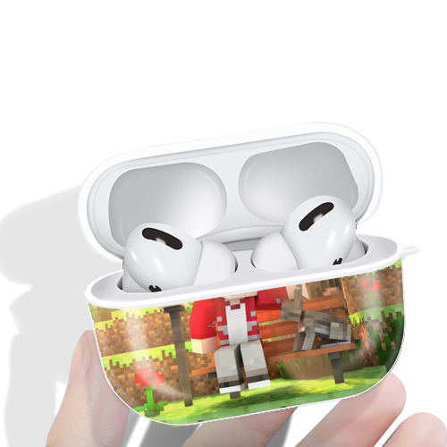 マインクラフト ブロックの世界 Minecraft MC Block world 【AirPods Pro用】ハードシェル保護ケース 耐衝撃・防指紋・カラビナ付き商品仕様