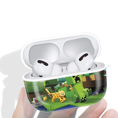 マインクラフト ブロックの世界 Minecraft MC Block world 【AirPods Pro用】ハードシェル保護ケース 耐衝撃・防指紋・カラビナ付き商品仕様