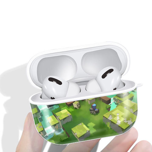 マインクラフト ブロックの世界 Minecraft MC Block world 【AirPods Pro用】ハードシェル保護ケース 耐衝撃・防指紋・カラビナ付き商品仕様