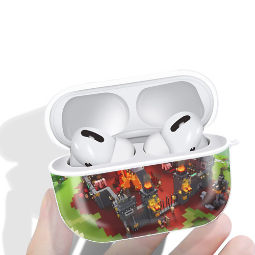 マインクラフト ブロックの世界 Minecraft MC Block world 【AirPods Pro用】ハードシェル保護ケース 耐衝撃・防指紋・カラビナ付き商品仕様