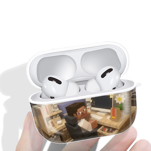 マインクラフト ブロックの世界 Minecraft MC Block world 【AirPods Pro用】ハードシェル保護ケース 耐衝撃・防指紋・カラビナ付き商品仕様
