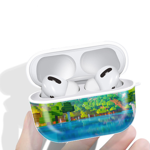 マインクラフト ブロックの世界 Minecraft MC Block world 【AirPods Pro用】ハードシェル保護ケース 耐衝撃・防指紋・カラビナ付き商品仕様