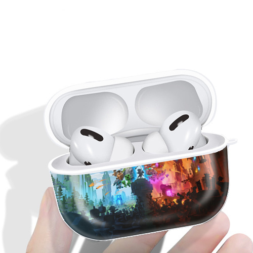 マインクラフト ブロックの世界 Minecraft MC Block world 【AirPods Pro用】ハードシェル保護ケース 耐衝撃・防指紋・カラビナ付き商品仕様
