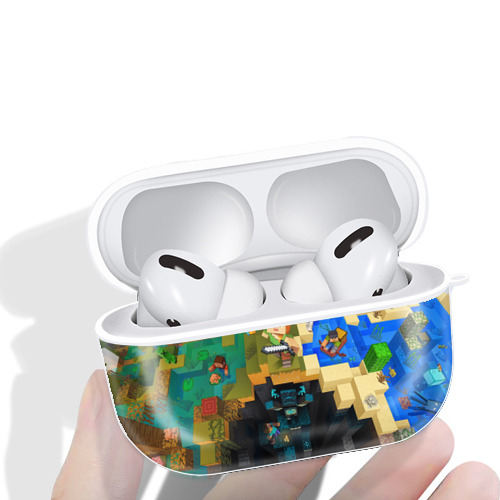 マインクラフト ブロックの世界 Minecraft MC Block world 【AirPods Pro用】ハードシェル保護ケース 耐衝撃・防指紋・カラビナ付き商品仕様