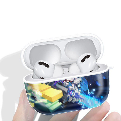マインクラフト ブロックの世界 Minecraft MC Block world 【AirPods Pro用】ハードシェル保護ケース 耐衝撃・防指紋・カラビナ付き商品仕様