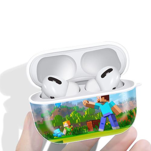 マインクラフト ブロックの世界 Minecraft MC Block world 【AirPods Pro用】ハードシェル保護ケース 耐衝撃・防指紋・カラビナ付き商品仕様