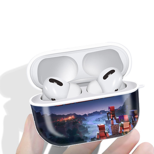 マインクラフト ブロックの世界 Minecraft MC Block world 【AirPods Pro用】ハードシェル保護ケース 耐衝撃・防指紋・カラビナ付き商品仕様
