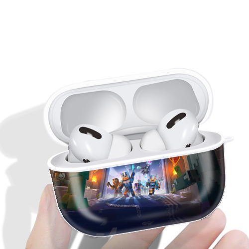 マインクラフト ブロックの世界 Minecraft MC Block world 【AirPods Pro用】ハードシェル保護ケース 耐衝撃・防指紋・カラビナ付き商品仕様