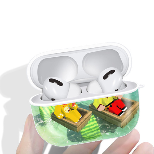 マインクラフト ブロックの世界 Minecraft MC Block world 【AirPods Pro用】ハードシェル保護ケース 耐衝撃・防指紋・カラビナ付き商品仕様