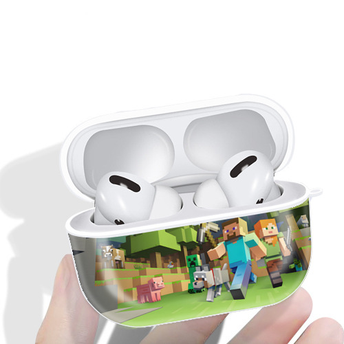 マインクラフト ブロックの世界 Minecraft MC Block world 【AirPods Pro用】ハードシェル保護ケース 耐衝撃・防指紋・カラビナ付き商品仕様