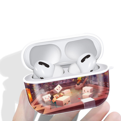 マインクラフト ブロックの世界 Minecraft MC Block world 【AirPods Pro用】ハードシェル保護ケース 耐衝撃・防指紋・カラビナ付き商品仕様