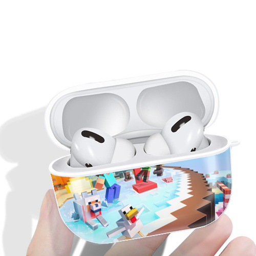 マインクラフト ブロックの世界 Minecraft MC Block world 【AirPods Pro用】ハードシェル保護ケース 耐衝撃・防指紋・カラビナ付き商品仕様