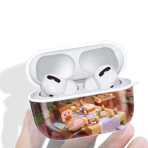 マインクラフト ブロックの世界 Minecraft MC Block world 【AirPods Pro用】ハードシェル保護ケース 耐衝撃・防指紋・カラビナ付き商品仕様