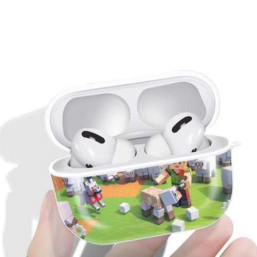 マインクラフト ブロックの世界 Minecraft MC Block world 【AirPods Pro用】ハードシェル保護ケース 耐衝撃・防指紋・カラビナ付き商品仕様