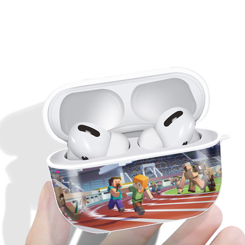 マインクラフト ブロックの世界 Minecraft MC Block world 【AirPods Pro用】ハードシェル保護ケース 耐衝撃・防指紋・カラビナ付き商品仕様
