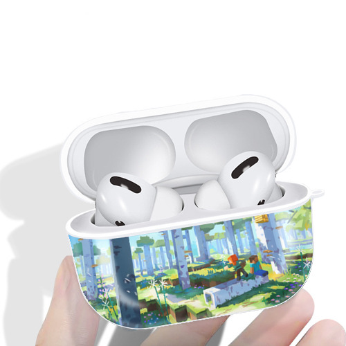 マインクラフト ブロックの世界 Minecraft MC Block world 【AirPods Pro用】ハードシェル保護ケース 耐衝撃・防指紋・カラビナ付き商品仕様