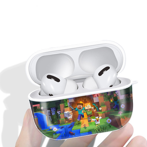 マインクラフト ブロックの世界 Minecraft MC Block world 【AirPods Pro用】ハードシェル保護ケース 耐衝撃・防指紋・カラビナ付き商品仕様