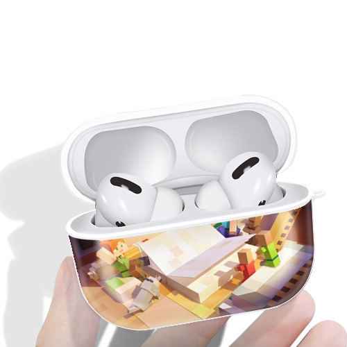 マインクラフト ブロックの世界 Minecraft MC Block world 【AirPods Pro用】ハードシェル保護ケース 耐衝撃・防指紋・カラビナ付き商品仕様