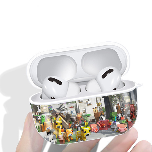 マインクラフト ブロックの世界 Minecraft MC Block world 【AirPods Pro用】ハードシェル保護ケース 耐衝撃・防指紋・カラビナ付き商品仕様