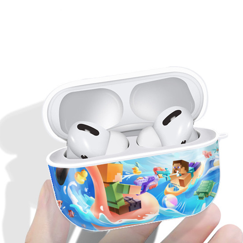 マインクラフト ブロックの世界 Minecraft MC Block world 【AirPods Pro用】ハードシェル保護ケース 耐衝撃・防指紋・カラビナ付き商品仕様