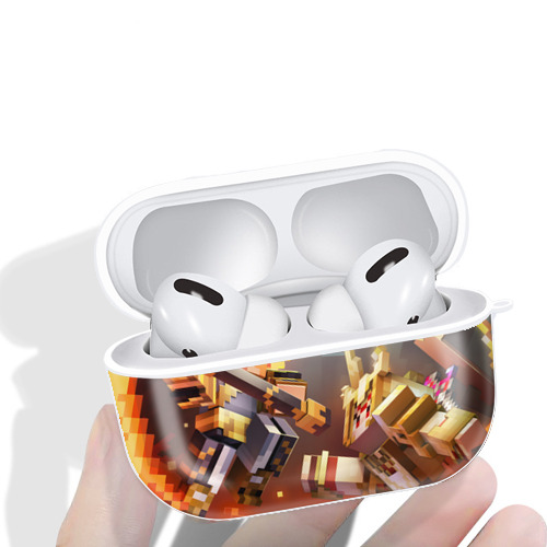 マインクラフト ブロックの世界 Minecraft MC Block world 【AirPods Pro用】ハードシェル保護ケース 耐衝撃・防指紋・カラビナ付き商品仕様