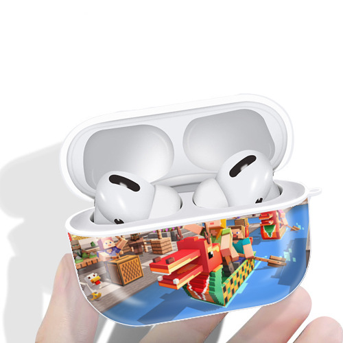 マインクラフト ブロックの世界 Minecraft MC Block world 【AirPods Pro用】ハードシェル保護ケース 耐衝撃・防指紋・カラビナ付き商品仕様