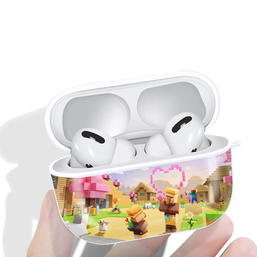 マインクラフト ブロックの世界 Minecraft MC Block world 【AirPods Pro用】ハードシェル保護ケース 耐衝撃・防指紋・カラビナ付き商品仕様