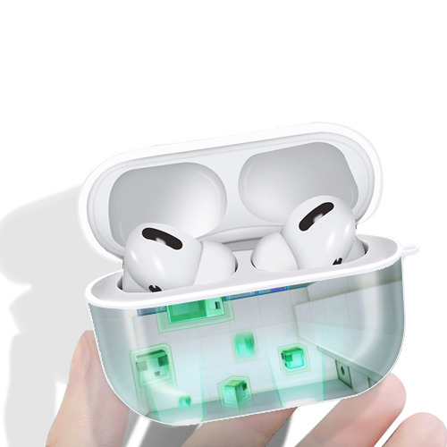 マインクラフト ブロックの世界 Minecraft MC Block world 【AirPods Pro用】ハードシェル保護ケース 耐衝撃・防指紋・カラビナ付き商品仕様