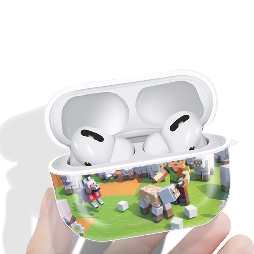 マインクラフト ブロックの世界 Minecraft MC Block world 【AirPods Pro用】ハードシェル保護ケース 耐衝撃・防指紋・カラビナ付き商品仕様