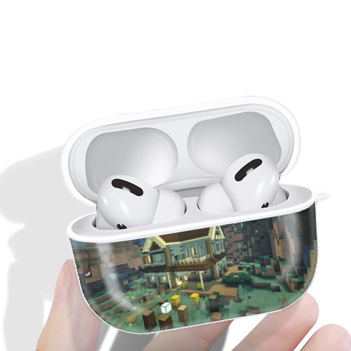 マインクラフト ブロックの世界 Minecraft MC Block world 【AirPods Pro用】ハードシェル保護ケース 耐衝撃・防指紋・カラビナ付き商品仕様