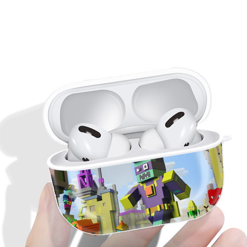 マインクラフト ブロックの世界 Minecraft MC Block world 【AirPods Pro用】ハードシェル保護ケース 耐衝撃・防指紋・カラビナ付き商品仕様